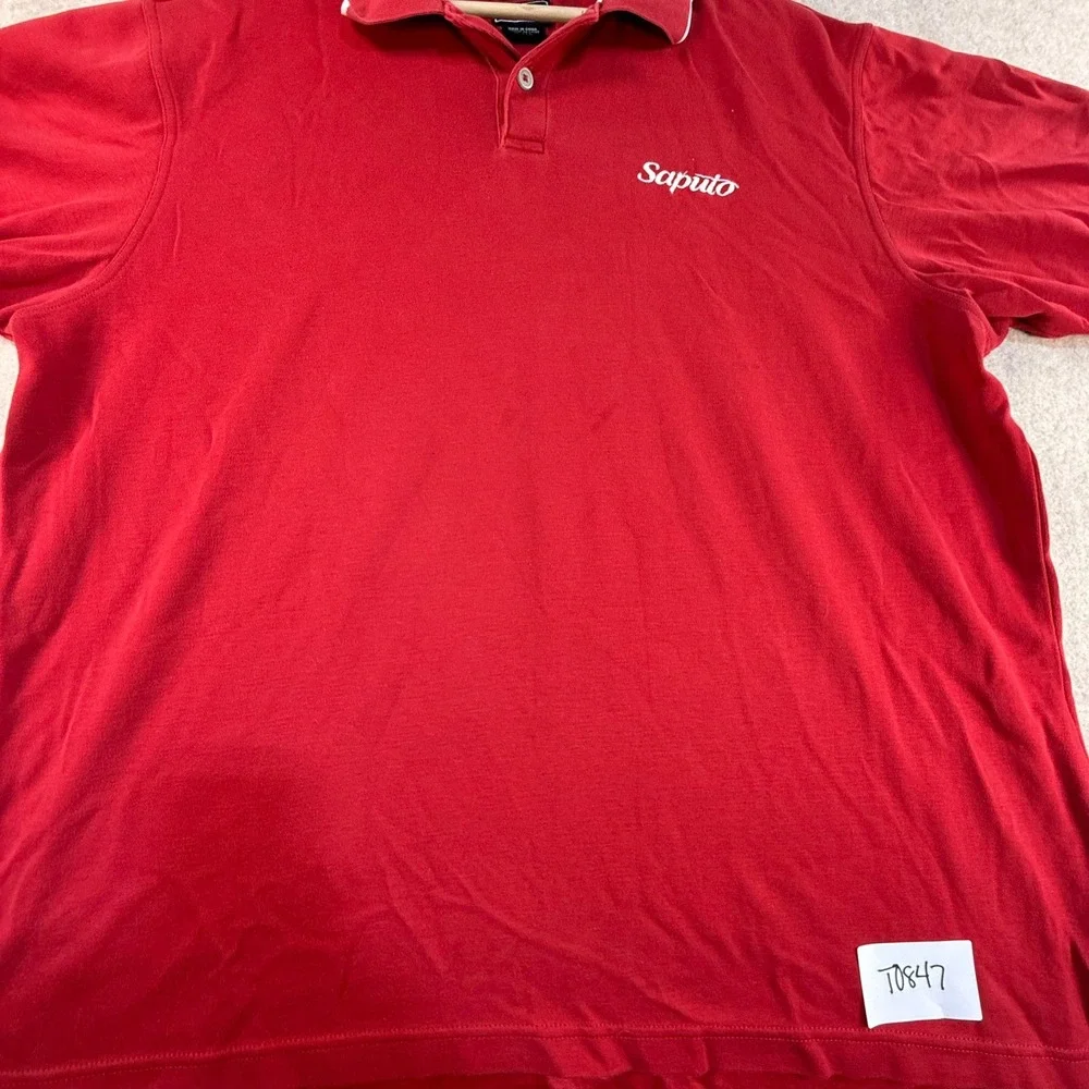 Adidas Climalite Mens XL Red Polo Shirt Saputo Logo Short Sleeve Golf Casual‎